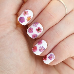 Pink Flowers Waterslide Nail Decals | DIY Nail Art | Floral Nail Stickers | Spring Nail Decals | Gift