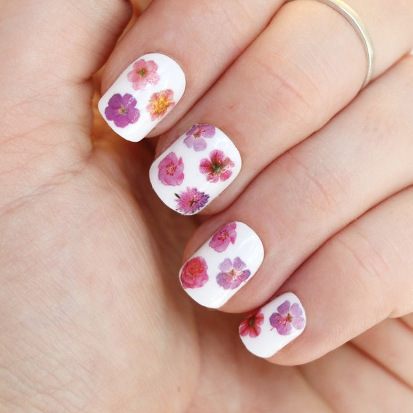 Roze bloemen waterglijbaan nagelstickers | DIY-nagelkunst | Bloemen nagelstickers | Lente nagelstickers | Geschenk