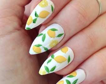 Lemon Waterslide Nail Decals | Citrus Fruit Nail Stickers | DIY Nail Art | Waterslide Nail Decals | Gift