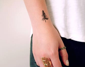 pine tree temporary tattoo | pine tree tattoo | boho tattoo | travel tattoo | wanderer tattoo | bohemian gift | festival tattoo | Gift