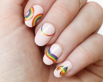 Rainbow Waterslide Nail Decals | Pride Nail Art | Colorful Nail Stickers | LGBTQ+ Nails | Gift