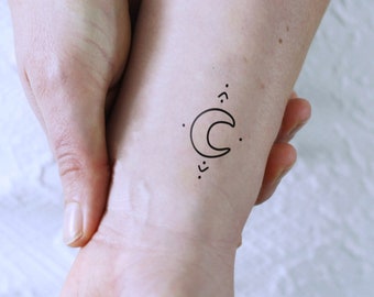 Wachsender Mond und Punkte temporäres Tattoo | Mond temporäres Tattoo | Mond und Punkte Tattoo | Festival-Tattoo | Boho-Tattoo | Geschenk
