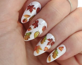 Autumn Leaves Waterslide Nail Decals | DIY Nail Art | Fall Nail Stickers | Maple Leaf Nails | Thanksgiving nail decals | Gift