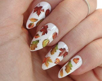 Ongles autocollants pour toboggan aquatique Feuilles d'automne | Décoration d'ongles DIY | Stickers ongles d'automne | Clous en feuille d'érable | Stickers ongles Thanksgiving | Cadeau