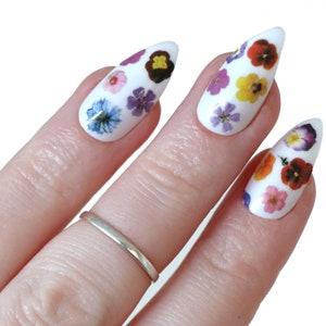 Colorful flowers waterslide nail decals | flower water slide nail decals | floral nail art | dried flower nail stickers | nails | rainbow