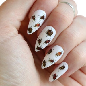 Beetle Waterslide Nail Decals DIY Nail Art Insect Nail Stickers Ladybug & Beetle Nails Gift image 3