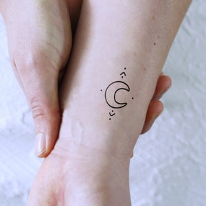 Waxing moon and dots temporary tattoo | moon temporary tattoo | moon and dots tattoo | festival tattoo | bohemian tattoo | Gift