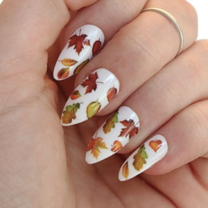 Herbst Blätter Wasserschiebefolie Nagel Abziehbild | DIY Nageldesign | Herbst Nagel Aufkleber | Ahornblatt Nägel | Erntedank Nagelabziehbilder | Geschenk | Schön