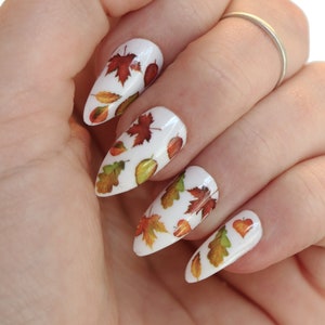 Autumn Leaves Waterslide Nail Decals | DIY Nail Art | Fall Nail Stickers | Maple Leaf Nails | Thanksgiving nail decals | Gift