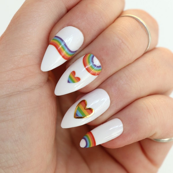 Pastel Rainbow Waterslide Nail Decals | Pride Nail Art | Colorful Nail Stickers | LGBTQ+ Nails | Gift