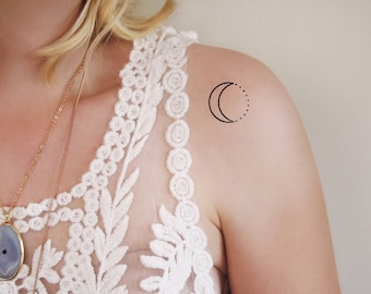 Moon and dots temporary tattoo (set of 2) | moon tattoo | bohemian tattoo |  boho tattoo | moon gift idea | festival tattoo | Gift