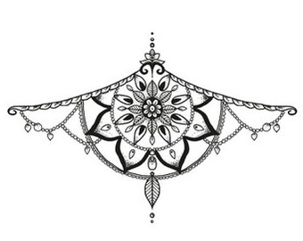 Sternum Mandala temporäres Tattoo | Brustbein Tattoo | Mandala temporäres Tattoo | Boho Tattoo | Boho Tattoo | Festival Tattoo | Zubehör