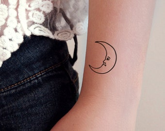 kleine Mond Gesicht temporäre Tattoos | Mond Tattoo | kleines temporäres Tattoo | Boho Tattoo | Boho temporäres Tattoo | Boho Geschenk | Fest
