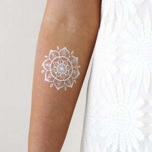 White henna mandala temporary tattoo | bohemian temporary tattoo | henna style tattoo | boho gift | mandala tattoo | festival accessoire