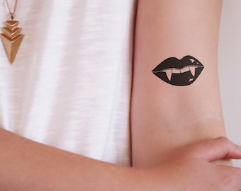 vampire teeth temporary tattoos | lips tattoo | small temporary tattoo | halloween tattoo | vampire temporary tattoo | Gift