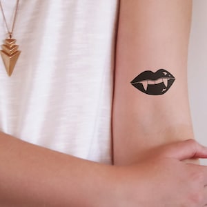 vampire teeth temporary tattoos | lips tattoo | small temporary tattoo | halloween tattoo | vampire temporary tattoo | Gift