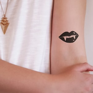 vampire teeth temporary tattoos lips tattoo small temporary tattoo halloween tattoo vampire temporary tattoo Gift image 1