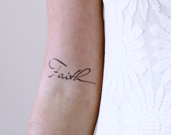 Faith temporary tattoo | typography temporary tattoo | typography gift idea | small wrist tattoo | word temporary tattoo | girl gift | Gift