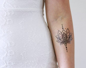 Lotus temporary tattoo | bohemian temporary tattoo | boho temporary tattoo | lotus tattoo | lotus fake tattoo | boho gift idea | lotus