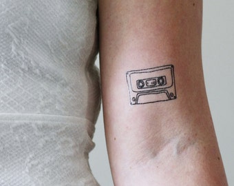Cassette tape tattoo | tape temporary tattoo | Nineties temporary tattoo | music tattoo | music temporary tattoo | musician gift idea | Gift