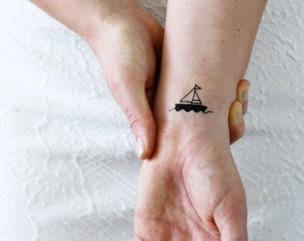 2 small boat temporary tattoos | ship temporary tattoo | sailor temporary tattoo | hipster gift | nautical tattoo | Gift