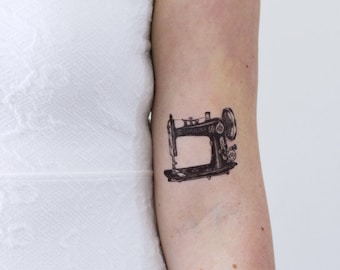 Sewing machine temporary tattoo | vintage temporary tattoo | sewer temporary tattoo | crafter temporary tattoo | sewing gift idea | crafting