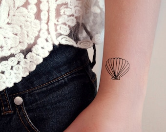 Set of 3 small shell temporary tattoos / shell tattoo / small temporary tattoo / beach temporary tattoo / beach tattoo / beach gift idea