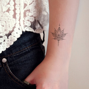 Lotus temporary tattoo | boho tattoo | bohemian tattoo | boho jewelry | henna tattoo | henna style tattoo | bohemian gift | festival tattoo