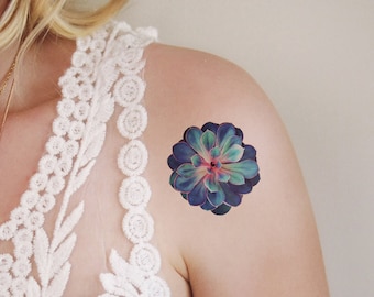 Succulent temporary tattoo | succulent tattoo | floral tattoo | succulent jewelry | boho tattoo | boho temporary tattoo | succulent gift