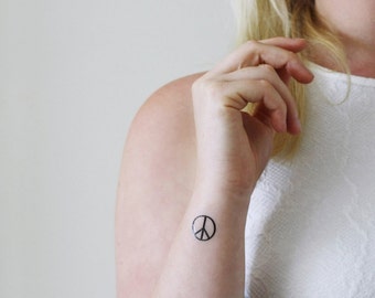4 small peace sign temporary tattoos / small temporary tattoo / wrist temporary tattoo / ankle temporary tattoo / couple temporary tattoo