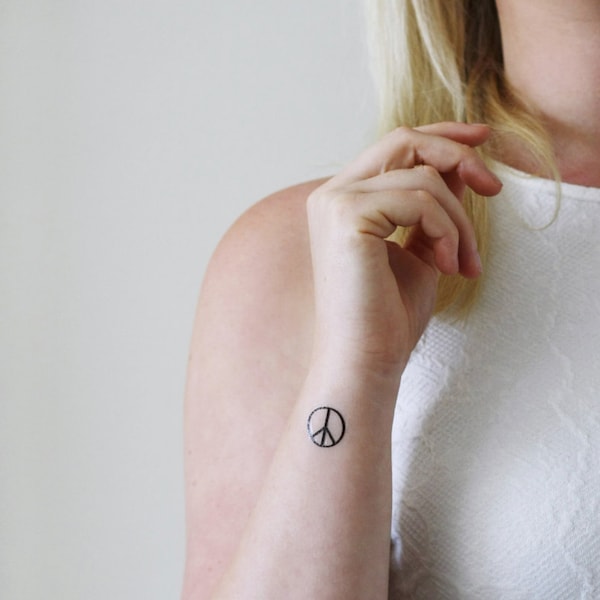 4 small peace sign temporary tattoos | small temporary tattoo | wrist temporary tattoo | ankle temporary tattoo | couple temporary tattoo