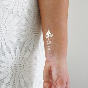 Gold unalome lotus temporary tattoo | gold temporary tattoo | lotus tattoo | boho gift | gold tattoo | festival jewelry | festival tattoo