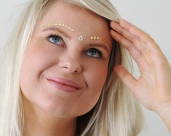 Gold and white temporary face tattoos | gold temporary tattoo | face tattoo | boho gift | festival jewelry | festival tattoo | boho style