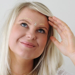 Gold and white temporary face tattoos | gold temporary tattoo | face tattoo | boho gift | festival jewelry | festival tattoo | boho style
