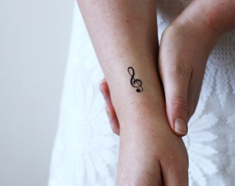 4 small G Clef temporary tattoos / small temporary tattoo / music temporary tattoo / music gift idea / singer gift idea / musician tattoo