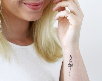 Unalome temporäres Tattoo-Set mit zwei | Boho temporäres Tattoo | Unalome Tattoo |Boho Tattoo | gefälschtes Tattoo | Boho-Geschenkidee | Geschenk