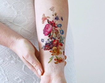 Vintage bloemen tijdelijke tattoo | boho tijdelijke tattoo | festival tijdelijke tattoo | boho tijdelijke tattoo | festivalaccessoire | Geschenk