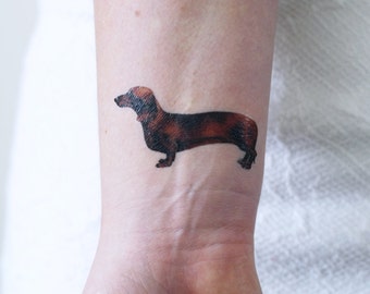 Small dachshund temporary tattoo | dog temporary tattoo | dog gift idea | dachshund gift idea | dog tattoo | dog fake tattoo | dog lover