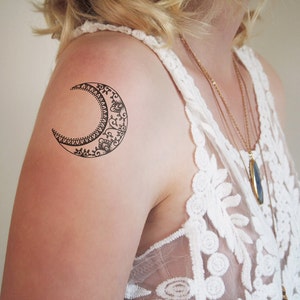 Moon temporary tattoo | waxing moon tattoo | moon tattoo | moon jewelry | boho tattoo | boho temporary tattoo | boho gift | festival | Gift