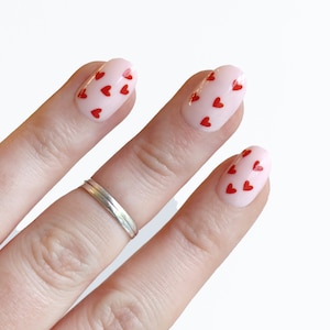 Red Hearts Waterslide Nail Decals DIY Nail Art Valentine's Day Nail Stickers Romantic Nail Designs Gift image 1