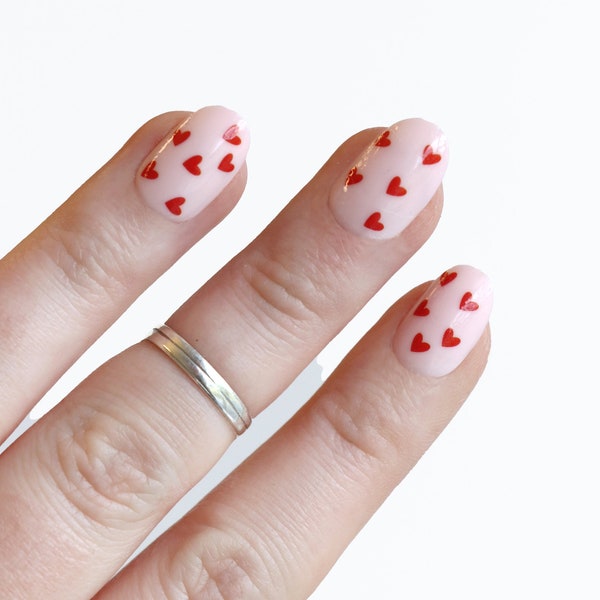 Red Hearts Waterslide Nail Decals | DIY Nail Art | Valentine's Day Nail Stickers | Romantic Nail Designs | Gift