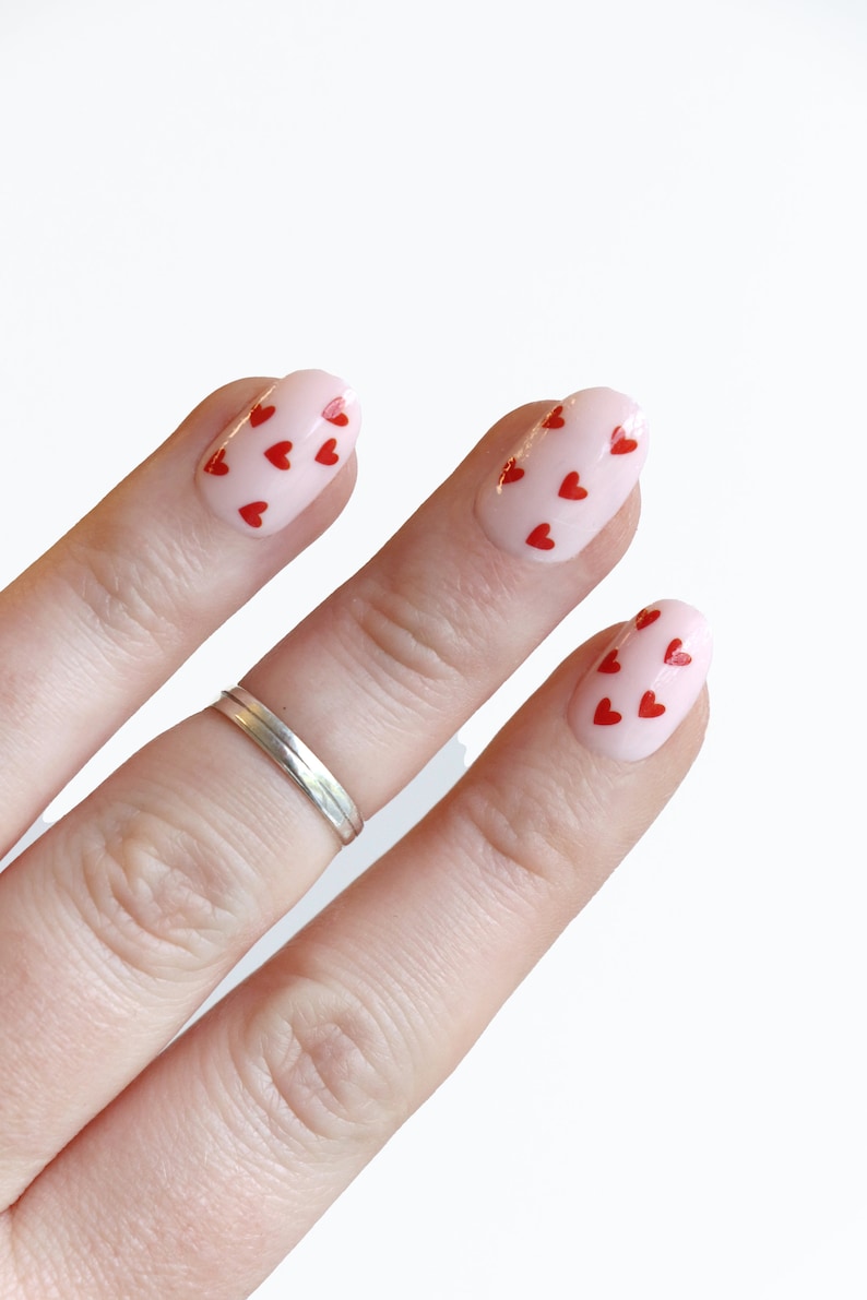 Red Hearts Waterslide Nail Decals DIY Nail Art Valentine's Day Nail Stickers Romantic Nail Designs Gift image 1