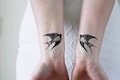 2 swallow temporary tattoos | swallow set temporary tattoo | black swallow temporary tattoo | bird temporary tattoo | small temporary tattoo product logo