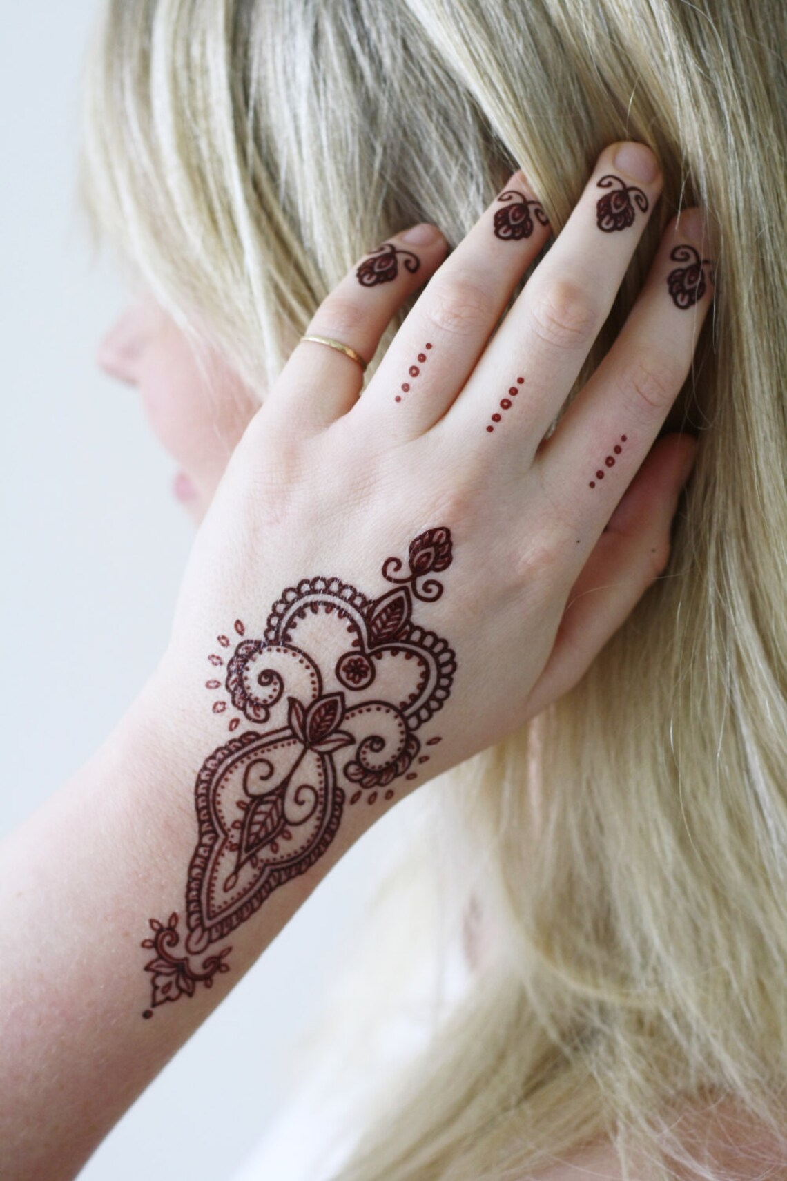 Henna Style Temporary Tattoo / Bohemian Temporary Tattoo / Etsy
