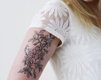 Large floral temporary tattoo | flower temporary tattoo | boho temporary tattoo | bohemian temporary tattoo | bohemian gift idea | boho gift