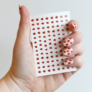 Strawberry Nail Decals Fruit Nail Stickers Cute Summer Nails DIY Nail Art Gift image 5