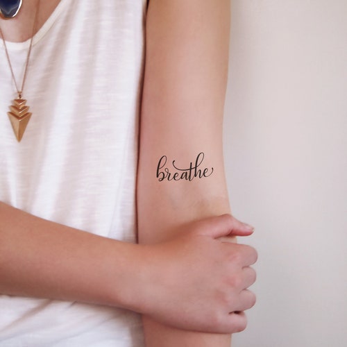 Breathe temporary tattoo | word tattoo | small temporary tattoo | quote tattoo | breathe tattoo | Gift