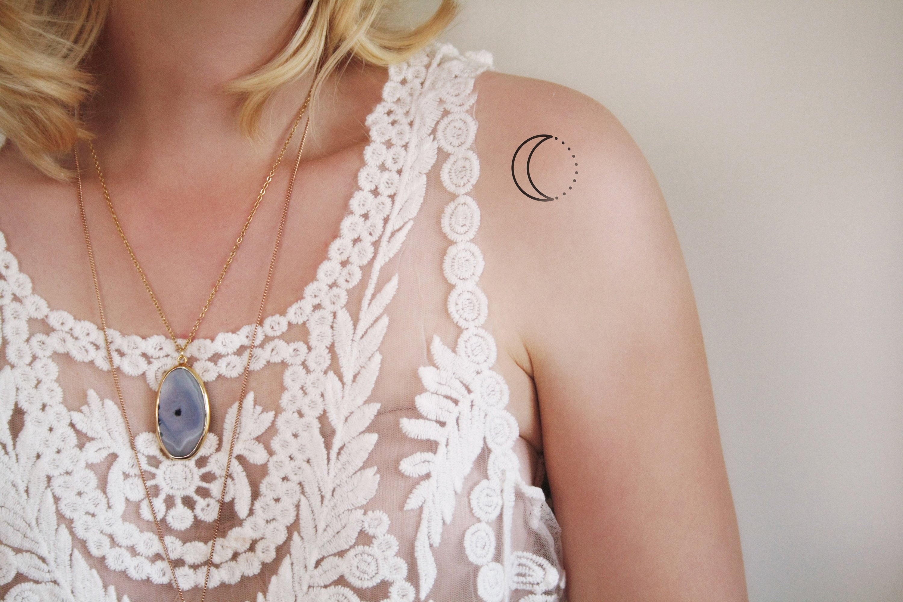 Moon and Dots Temporary Tattoo set of 2 / Moon Tattoo / - Etsy