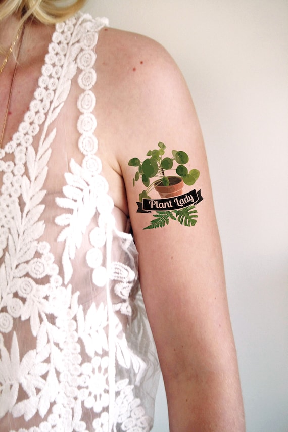 Plant lady temporary tattoo | Plant temporary tatoo | Plant lady gift idea | gardener gift idea | gardener tattoo | plant lover tattoo