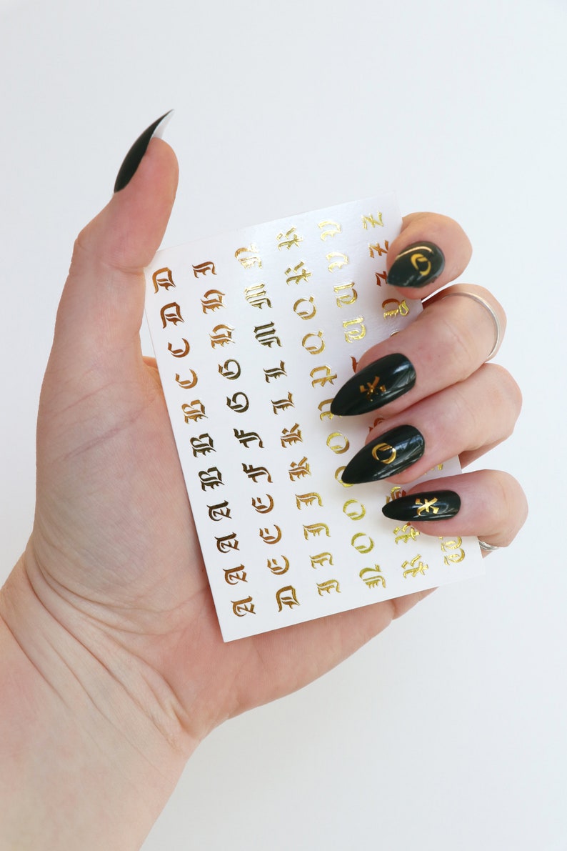 Old English Letter Nail Tattoos / Alphabet Nail Decals / Nail Etsy